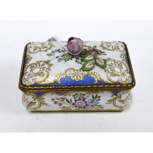 90 - 19th century gilt metal mounted porcelain box in the manner of Meissen, rectangular form with osier ... 