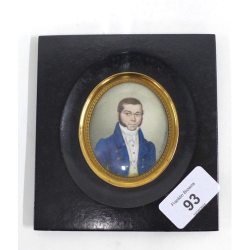 93 - PETER MAYR, (1758 - 1836) portrait miniature of a Gent in blue jacket, signed Pet Mayr Pinxit 1832, ... 