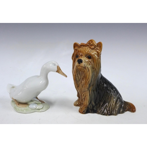 144 - Sylvac Yorkshire terrier, No 5087 14cm, together with a Royal Copenhagen goose (2)