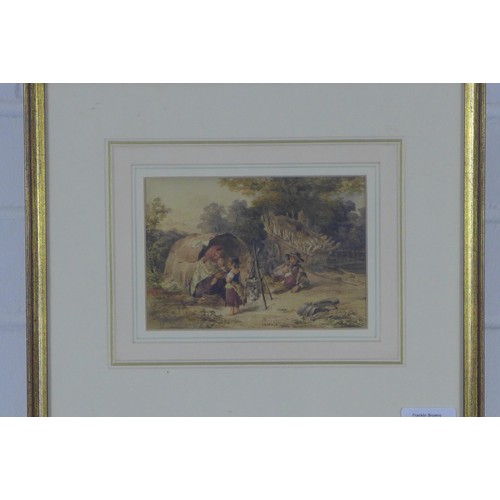 177 - JOHN HENRY MOLE (1814 - 1886) Gypsy Encampment, watercolour, signed and dated 1844, framed under gla... 