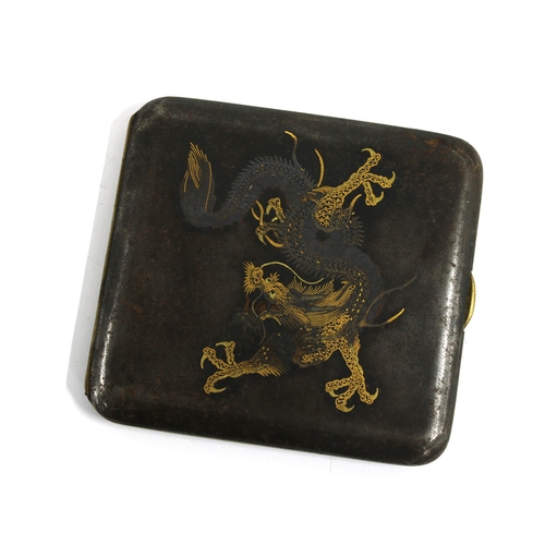 10 - 15ct gold tiepin and a Japanese Dragon and Mount Fuji cigarette case, similar tiepin, stud and brooc... 