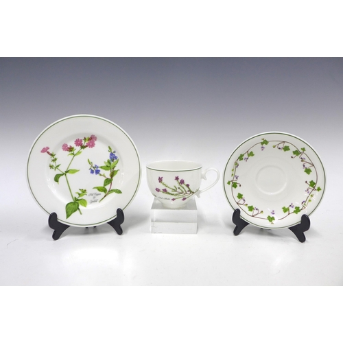 113 - Portmeirion Welsh Wild Flowers cups, saucers, and side plates, designed by Angharad Menna, six place... 