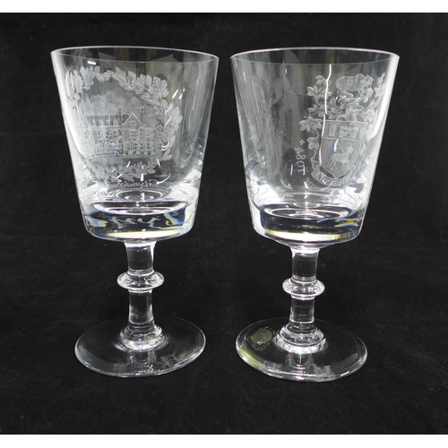 117 - Two Royal Brierley Glyndebourne engraved glasses, marked and numbered underneath by Virginia Bliss, ... 