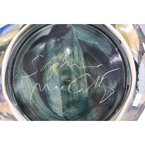 122 - SOPHIE MACCARTHY (born 1956) studio pottery plate, 28cm, signed underneath