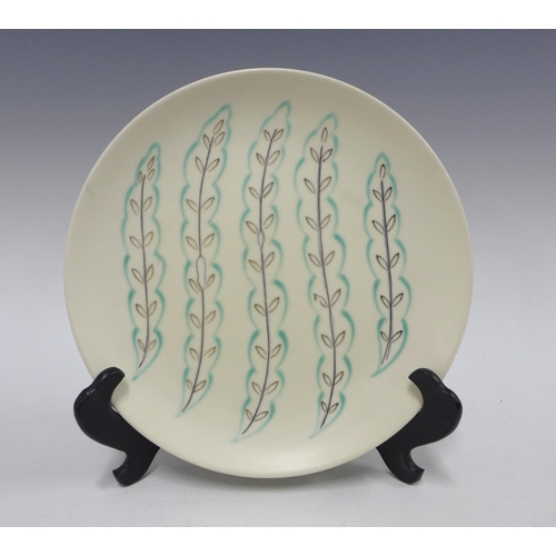 123 - Mid Century Poole pottery Feather Drift plate, 23cm