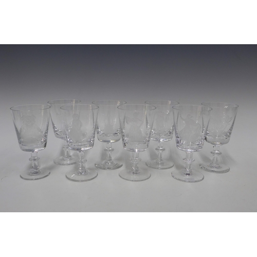 127 - Collection of eight limited edition Glyndebourne engraved glasses, marked and numbered underneath by... 