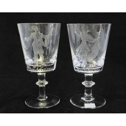 127 - Collection of eight limited edition Glyndebourne engraved glasses, marked and numbered underneath by... 