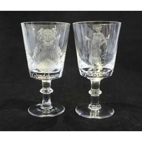 127 - Collection of eight limited edition Glyndebourne engraved glasses, marked and numbered underneath by... 