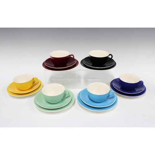 136 - Royal Copenhagen Aluminia Confetti cups, saucers and side plates, six place setting, set (18)