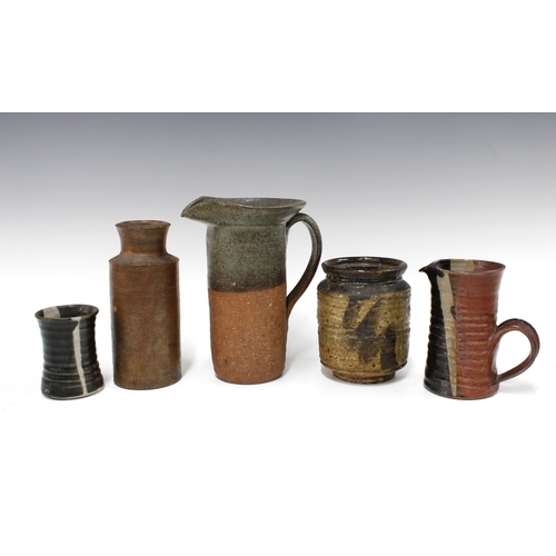 137 - Five studio pottery vases and jugs, tallest 22cm (5)