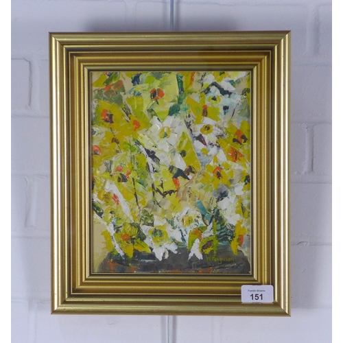 151 - WILLIAM FERGUSON, (SCOTTISH CONTEMPORARY), SPRING AGAIN, oil on board, signed, framed under glass, l... 