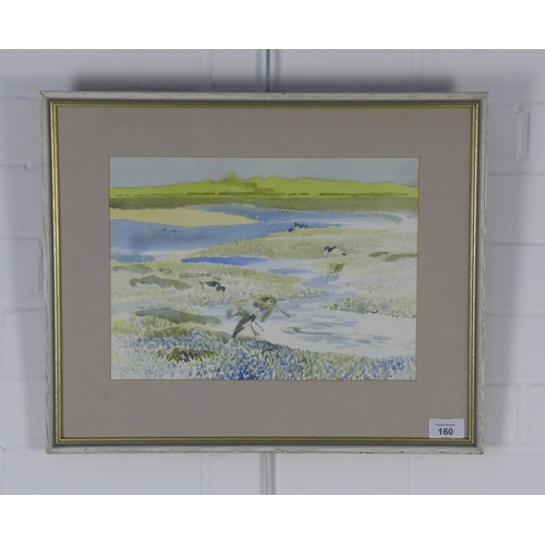 160 - MUSSEL BEDS OF LINDISFARNE, watercolour, framed under glass, 33 x 24cm