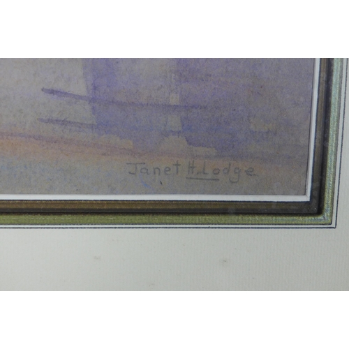 161 - JANET H. LODGE, A FORD IN HERTFORDSHIRE, signed watercolour, framed under glass with title label ver... 