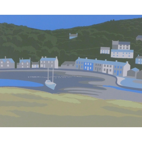 164 - UNTITLED seaside village, unsigned gouache, framed under glass 36 x 29cm