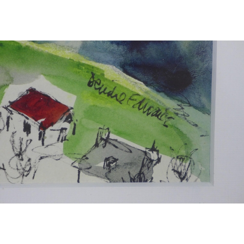 165 - DEIRDRE EDWARDS (CONTEMPORARY) NEAR RED POINT FARM, signed watercolour, framed under glass with Scot... 