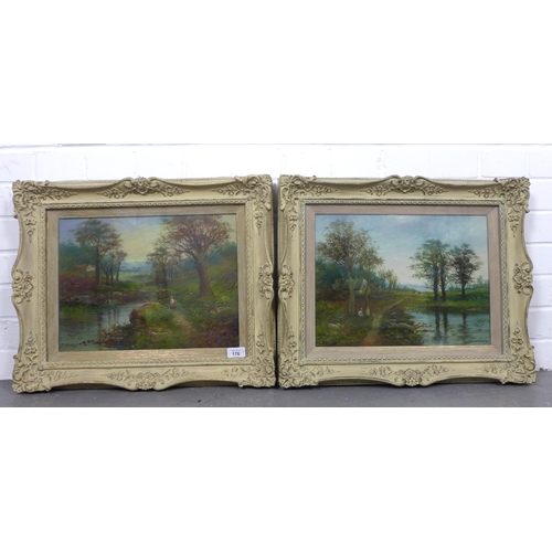 176 - JAMES WALLACE, a companion pair of landscape oil paintings, signed and framed under glass, 39 x 29cm... 