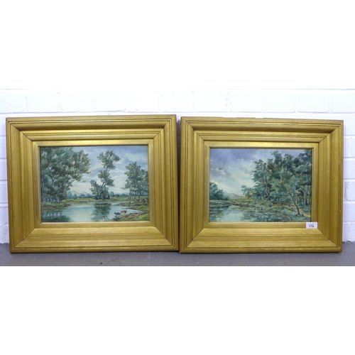 179 - J.G COCKBURN a companion pair of landscape watercolours, signed and framed under glass, 34 x 24cm, (... 