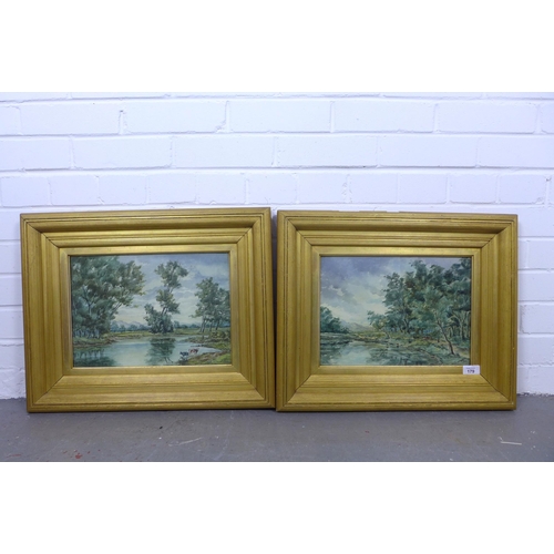 179 - J.G COCKBURN a companion pair of landscape watercolours, signed and framed under glass, 34 x 24cm, (... 