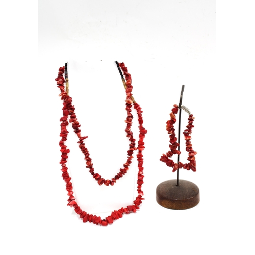 2 - Two coral strand necklaces and a matching coral bracelet (3)