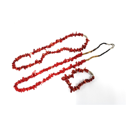 2 - Two coral strand necklaces and a matching coral bracelet (3)