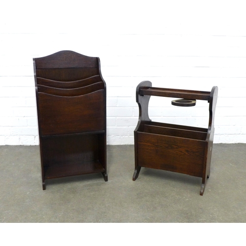 203 - Two early 20th century dark oak magazine stands, 37 x 74 x 17cm. (2)