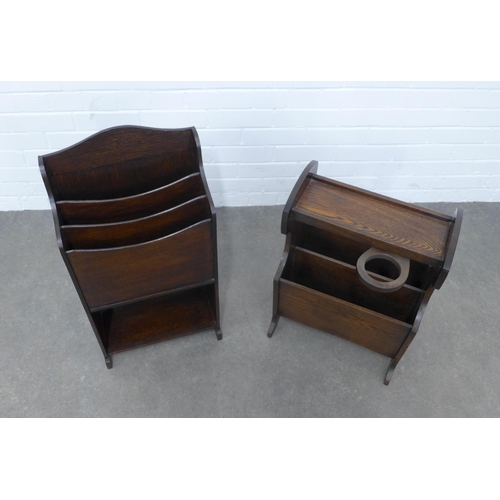 203 - Two early 20th century dark oak magazine stands, 37 x 74 x 17cm. (2)