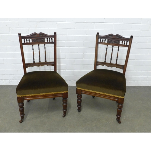 206 - Pair of late Victorian mahogany side chairs, 46 x 75 x 42cm. (2)