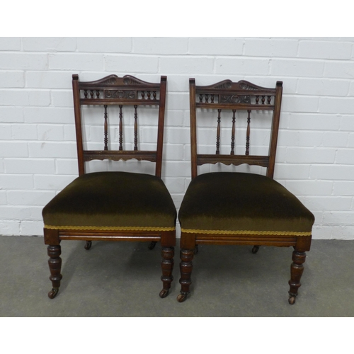 206 - Pair of late Victorian mahogany side chairs, 46 x 75 x 42cm. (2)