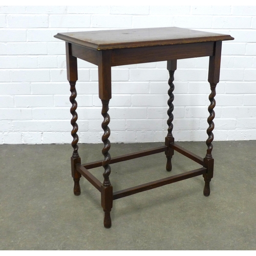 207 - Oak side table with barley twist supports, 61 x 73 x 42cm.