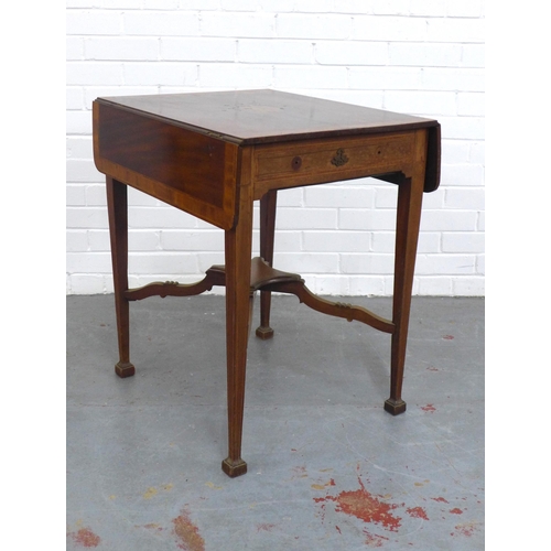 215 - Sheraton Revival mahogany & inlaid Pembroke table, 84 x 71 x 63cm.