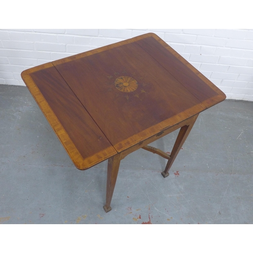 215 - Sheraton Revival mahogany & inlaid Pembroke table, 84 x 71 x 63cm.