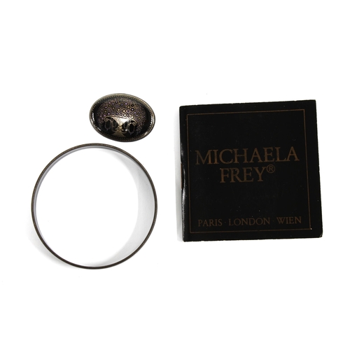 23 - Michaela Frey, Austrian black enamel bangle and brooch (2)