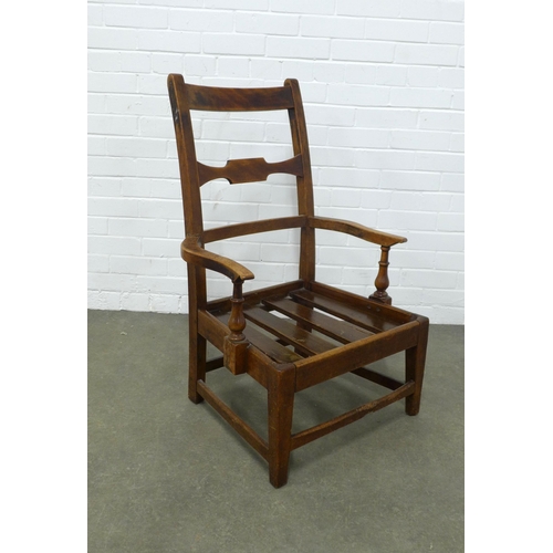 239 - Nursing chair with open arms and slatted seat,  60 x 93 x 46cm.