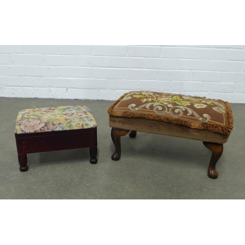 240 - Two foot stools with floral upholstered tops,  47 x 24 x 32cm. (2)