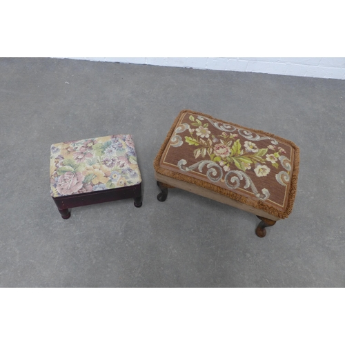 240 - Two foot stools with floral upholstered tops,  47 x 24 x 32cm. (2)