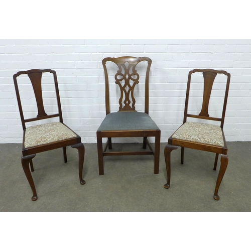 248 - Pair of mahogany side chairs together with another, 54 x 96 x 43cm. (3)