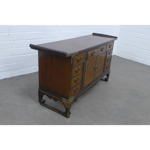 251 - Korean elm and brass mounted low cabinet, 93 x 49 x 29cm.