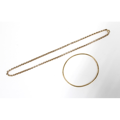 29 - 9ct gold bangle and a 9ct gold curb chain necklace (2)