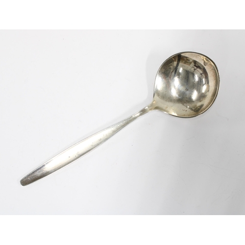 34 - Georg Jensen silver bouillon/ jam spoon,  Cypress design, stamped Sterling Silver and makers mark.