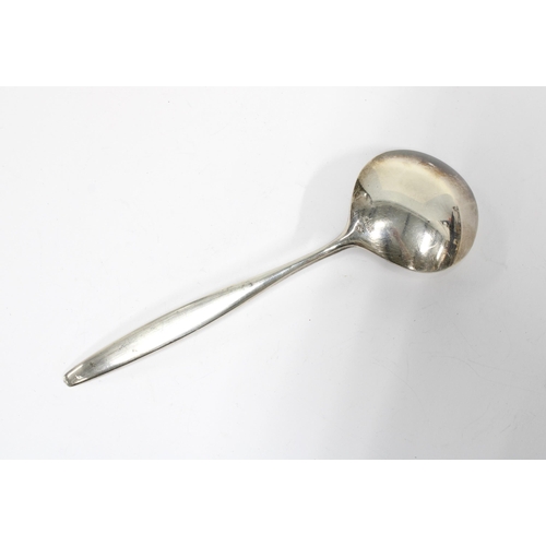 34 - Georg Jensen silver bouillon/ jam spoon,  Cypress design, stamped Sterling Silver and makers mark.