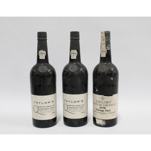 409 - Three bottles of Taylor's Quinta de Vargellas vintage port 1982, and Taylor's Quinta de Vargellas 19... 