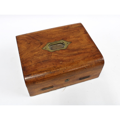 416 - Mahogany fold out writing box, 27 x 11 x 22cm