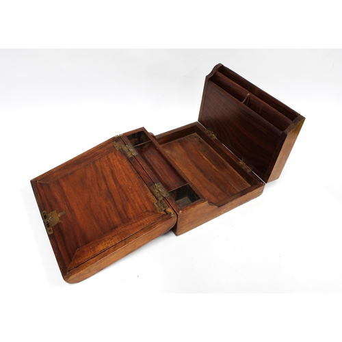 416 - Mahogany fold out writing box, 27 x 11 x 22cm