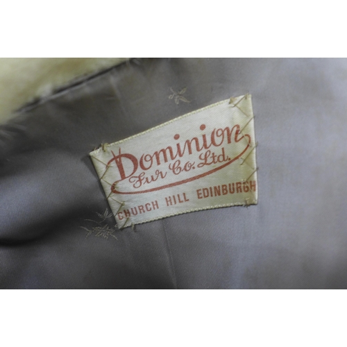 426 - Azurine violet three quarter length mink coat by Dominion Fur Co Ltd, Church Hill Edinburgh