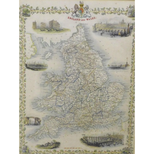 428 - Framed map of England and wales, 40 x 50cm.