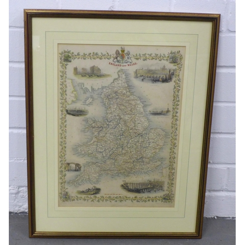 428 - Framed map of England and wales, 40 x 50cm.