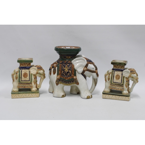 479 - Three pottery elephants, largest 28cm high (3)