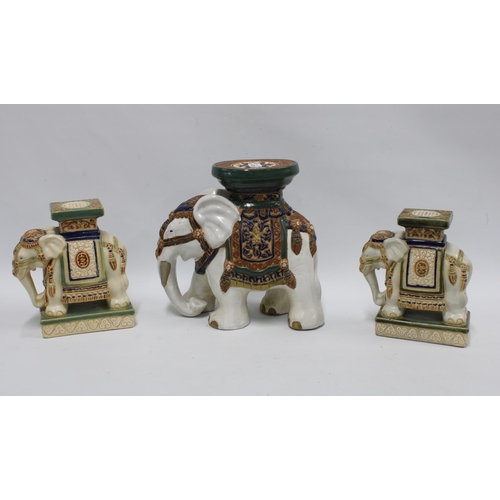 479 - Three pottery elephants, largest 28cm high (3)