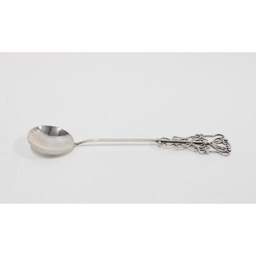 53 - Arts & Crafts silver spoon by Nellie Elizabeth Smyth, Edinburgh 1949, with long stem and pierced han... 