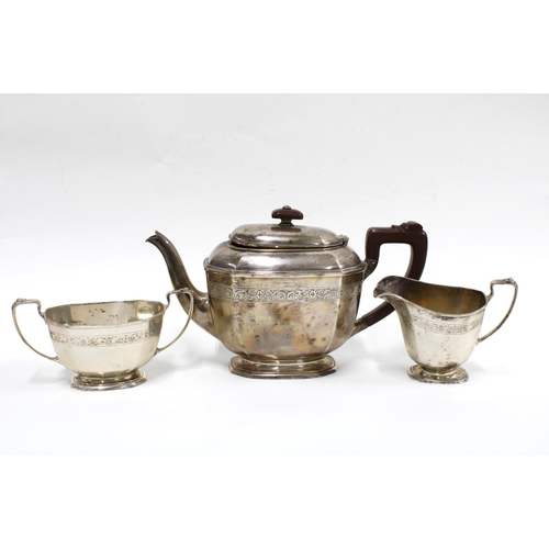 67 - George VI silver three part teaset, Birmingham 1938 (3)